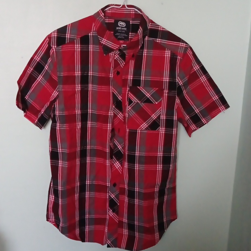 Ecko Unltd Men Plaid Short Sleeves Shirt Medium New